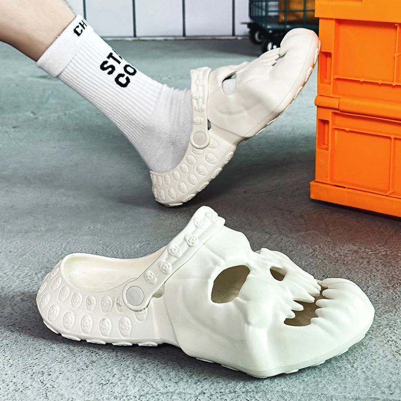 Skull Design Garden Sandals Outdoor Slide Thick Sole Platform Non-slip