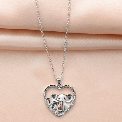 Elephant Mother and Baby Elephant Necklaces Letters Engraved