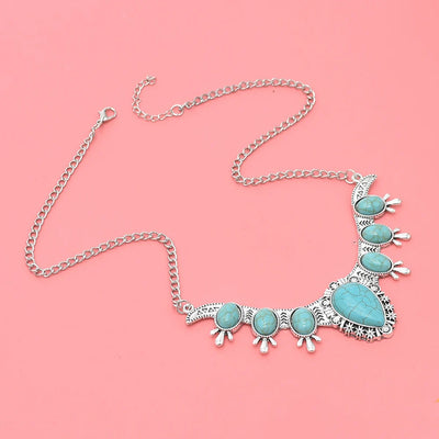 Native Turquoise V-shaped Alloy Necklace