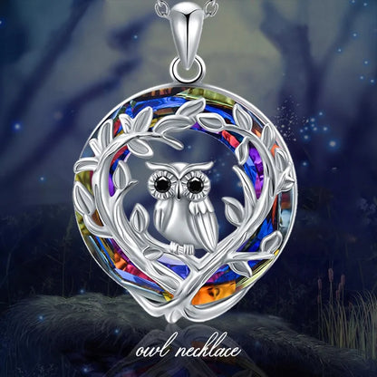 Owl Tree of Life Crystal Pendant Necklace