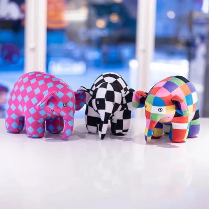 Elephant Figure Doll Cute Cartoon Plaid