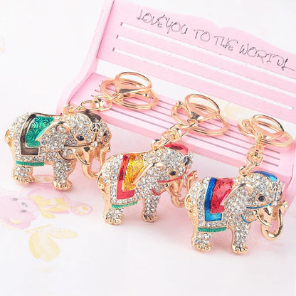 Elephant KeyChains Colorful Crystal KeyChains