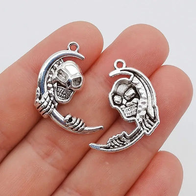 Skull Moon Charms Silver Color