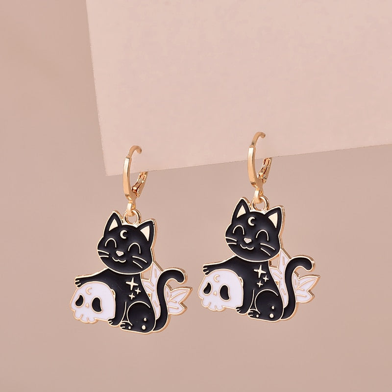 Cute Enamel Cat Earrings