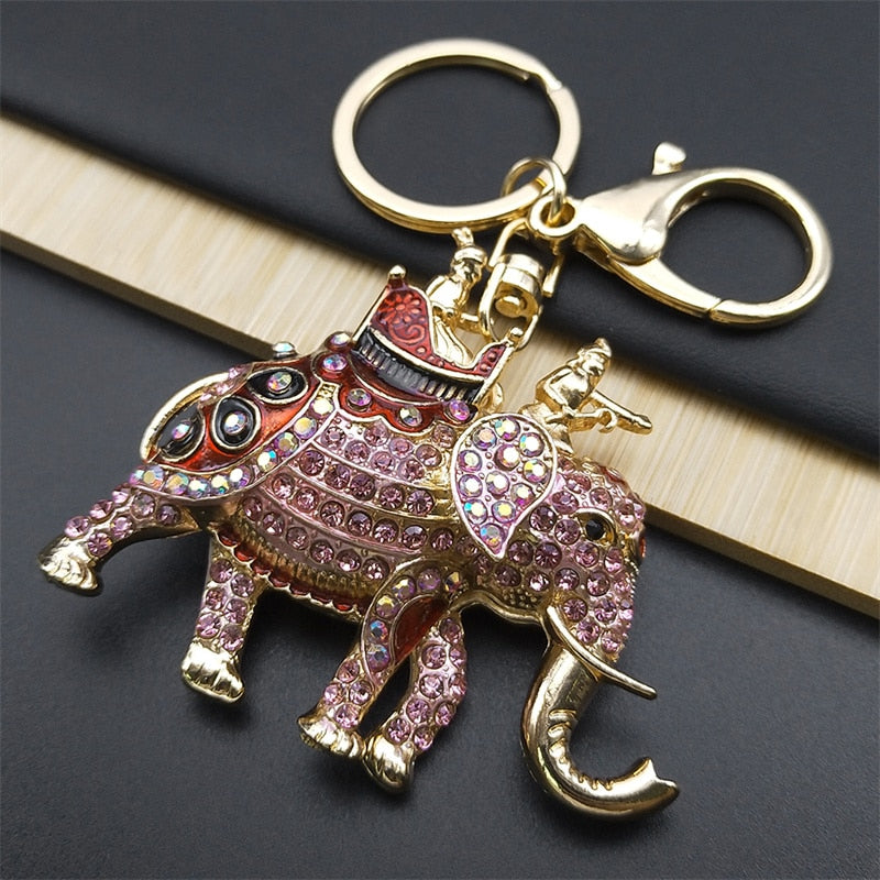 Auspicious Elephant Keyring Chain Crystal