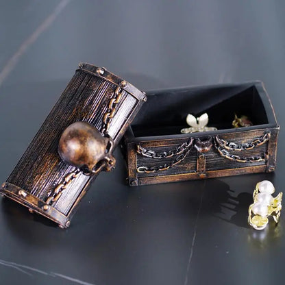 Skull Small Treasure Pirate Storage Box Resin