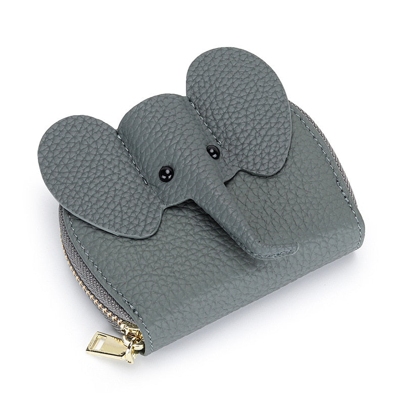 Women Card Holders Elephant Leather Fashion Wallet Zipper Purse