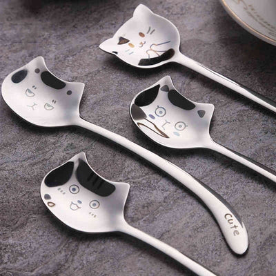 Funny Cat Cute Teaspoon For Coffee Dessert