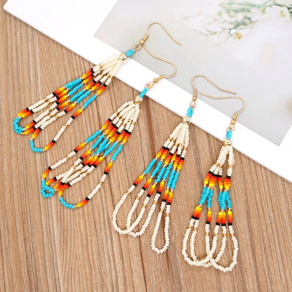 Native Beads Tassel Fringe Earrings