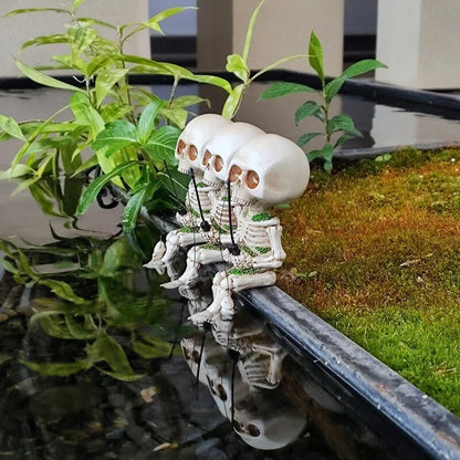 Skull Skeleton Fishing Statue Resin