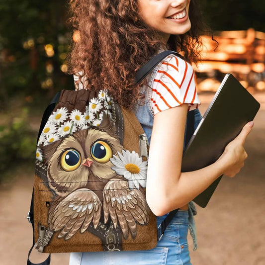 Owl Backpack Shoulder Drawstring