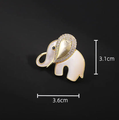 Elephant Brooch Shiny Zircon Inserted Small