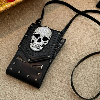 Skull Bag PU Leather Black Crossbody