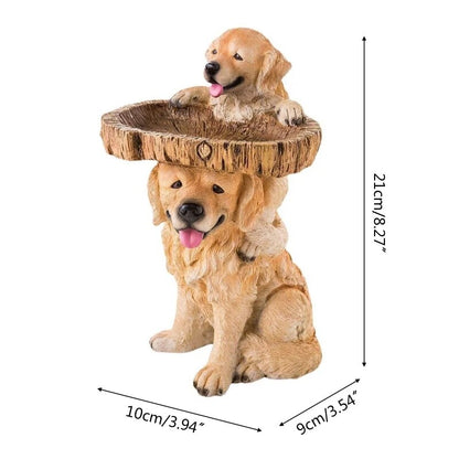 Dog Statues Bird Feeder Resin