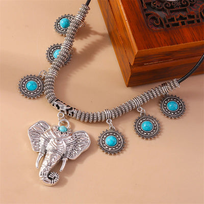 Elephant Necklace Silver Alloy Statement Necklace
