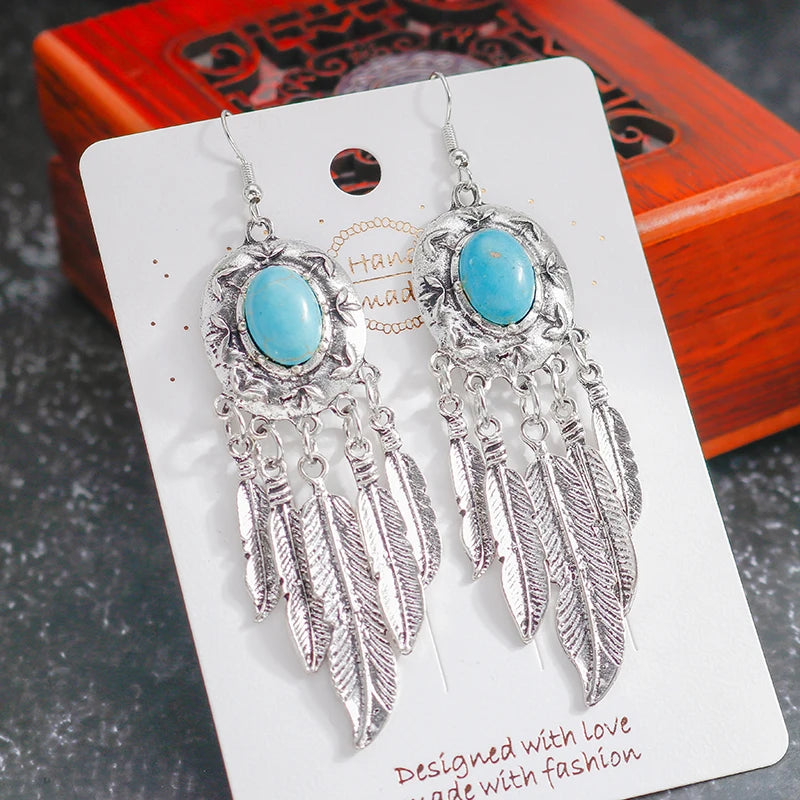 Native Turquoise Tassel Earrings