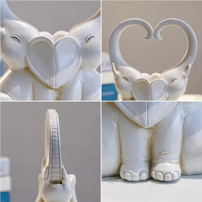 Elephant Couple Statue Resin Candlestick Ornaments