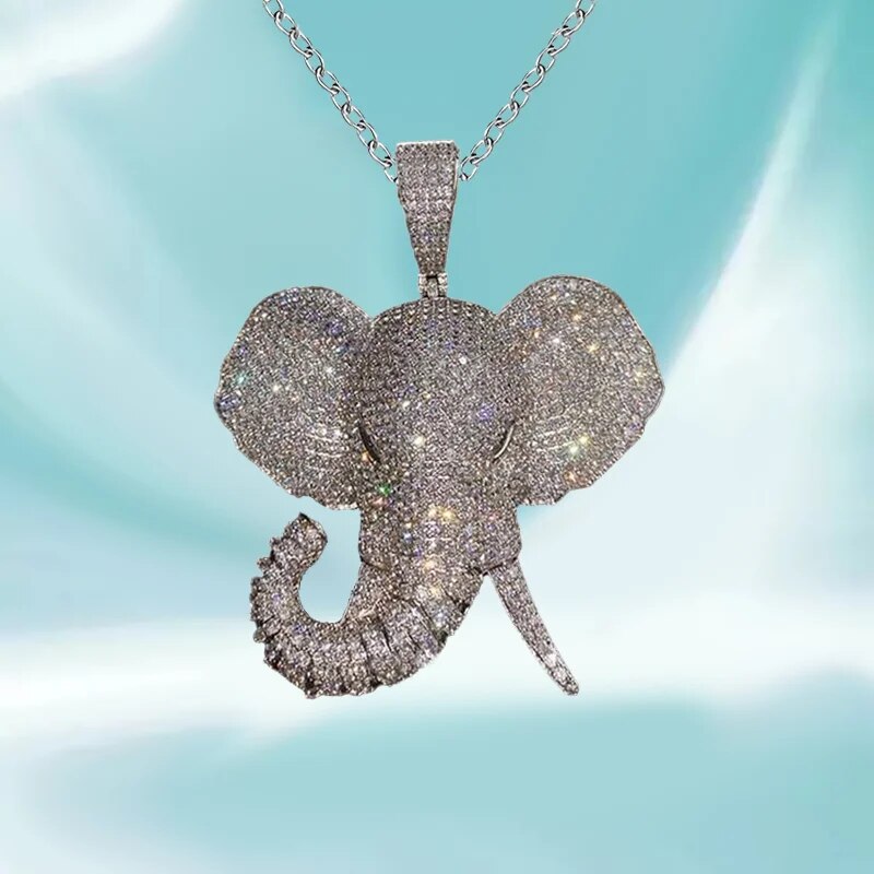 Elephant Pendant Rhinestone Necklace