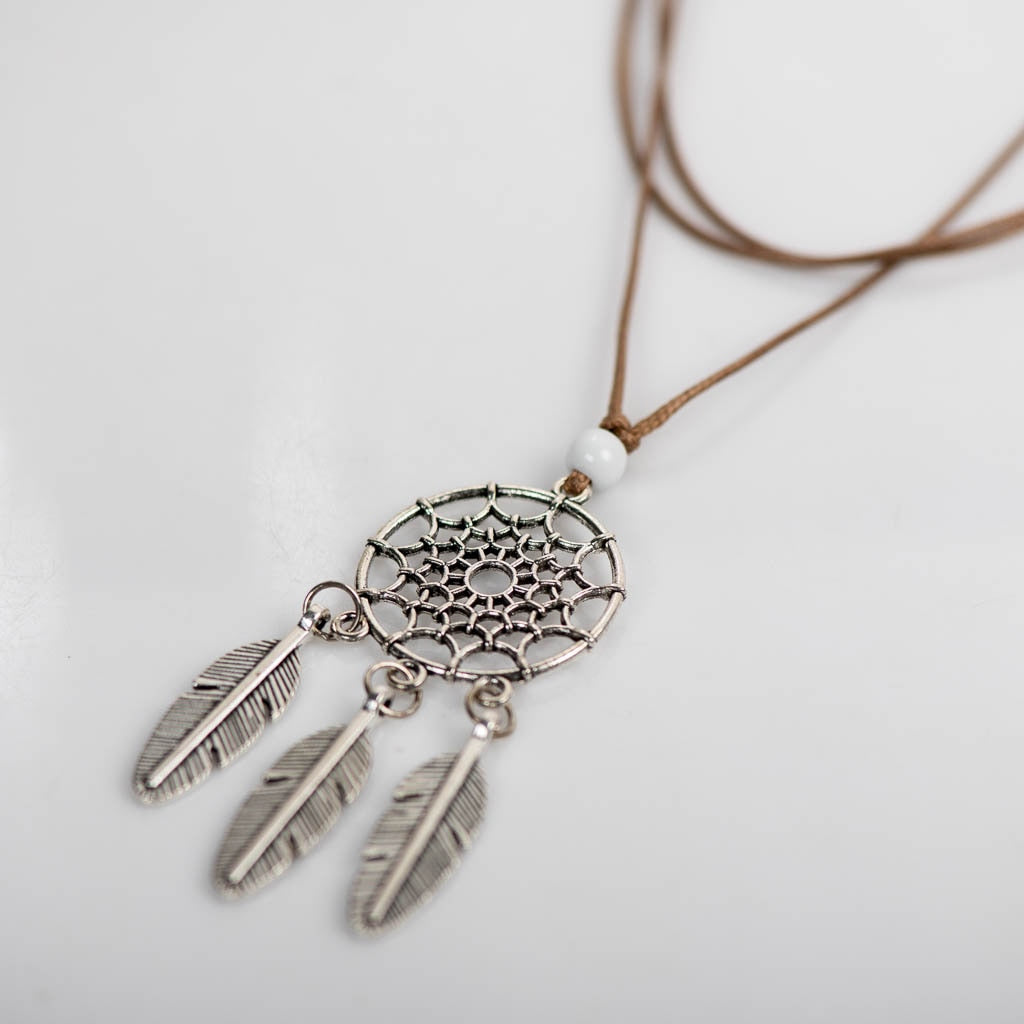 Native Feather Pendant Dreamcatcher Bohemian Vintage Necklace
