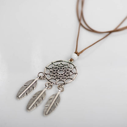 Native Feather Pendant Dreamcatcher Bohemian Vintage Necklace
