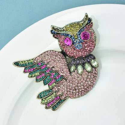 Owl Brooches Shining Rhinestone