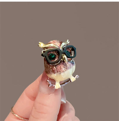 Owl Wear Glasses Vintage Cute Brooches