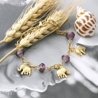 Elephant Charm Beads Chain Bracelets