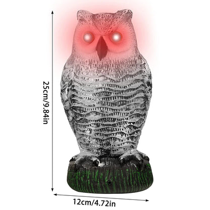 Owl Statue Scare Bird Flashing Eyes Frightening Sound