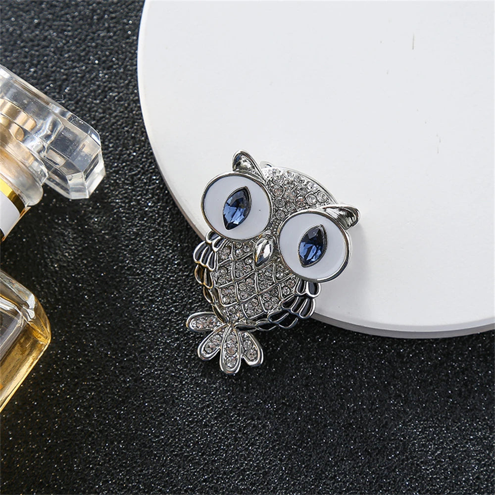 Owl Blue Eyes Cute Brooches Rhinestone