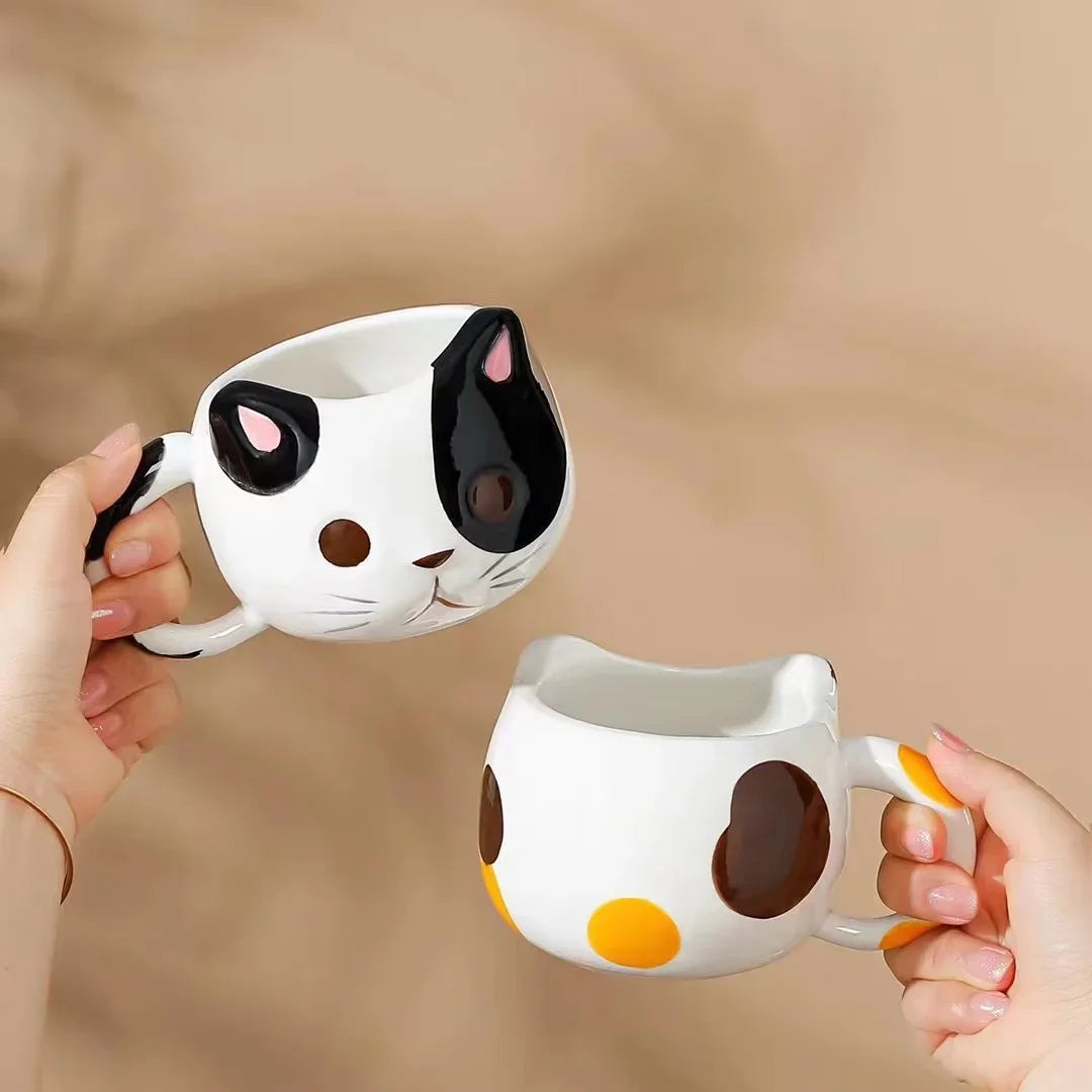 Cat Shaped Mug Cups of Coffee