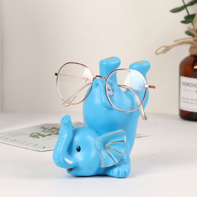 Cute Elephant Figurines Glasses Holder Resin