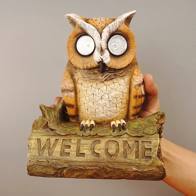 Owl Resin Wall Hanging Statues Solar Light