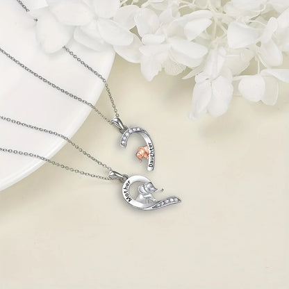 2pcs Mom and Daughter Elephant Necklace for Mom and Daughter Mother's Day