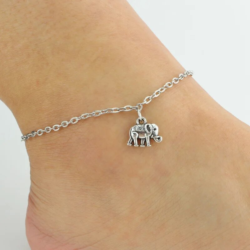 Elephant Anklets Silver Color Leg Bracelet