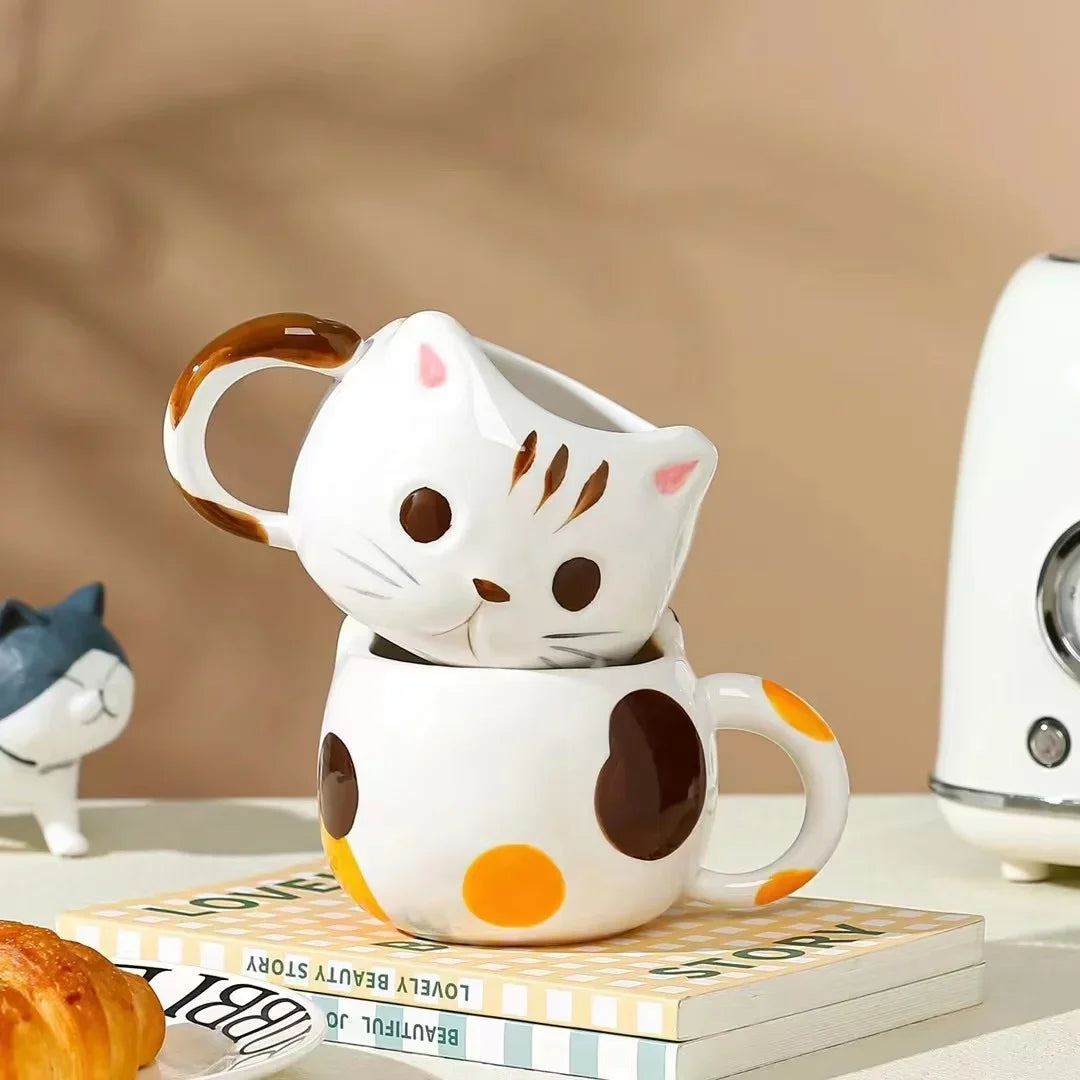 Cat Shaped Mug Cups of Coffee