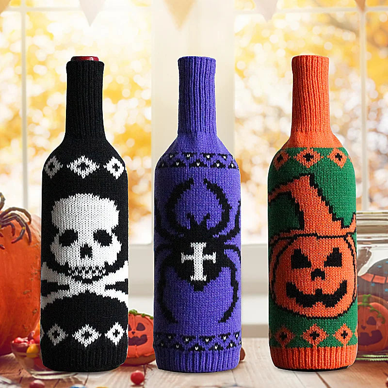 Skull Wine Bottle Bag Cover Knitted