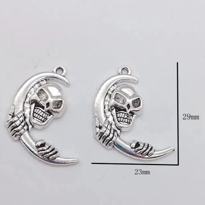 Skull Moon Charms Silver Color