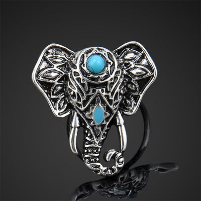 Silver Color Plated Elephant Head Ring