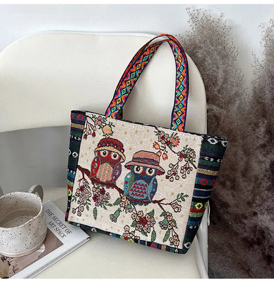 Owl Tote Bag Shoulder Bag Folding