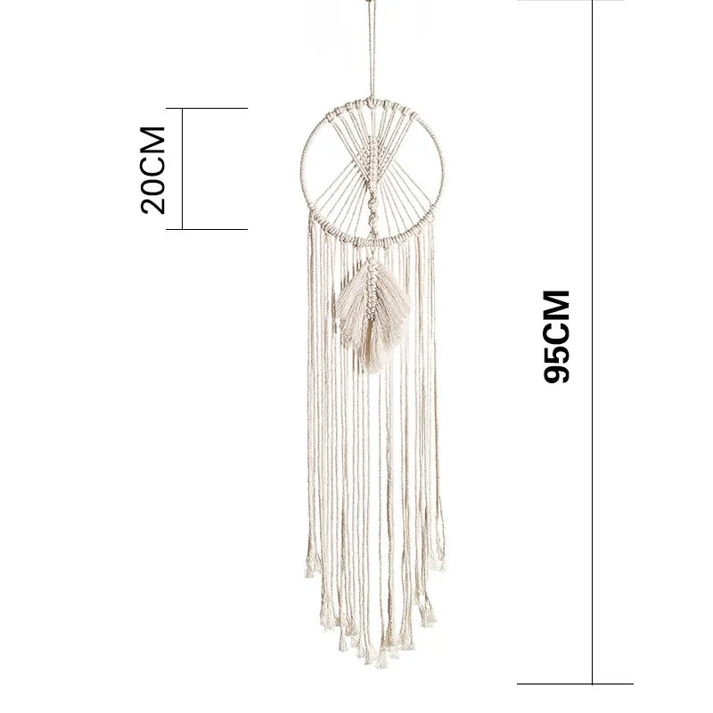 Native Macrame Dream Catcher With Leaf Wall Hanging