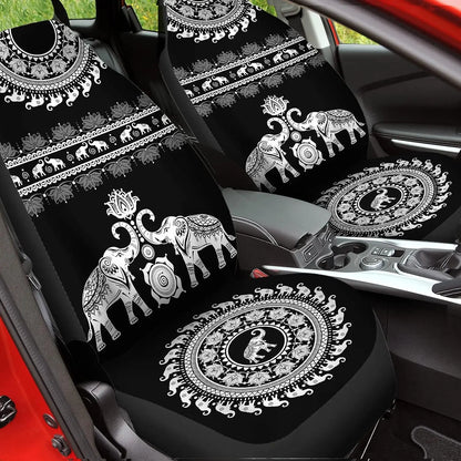 Elephant Flowers Pattern Seat Cover Full Set 2 Pack  Car Accessories