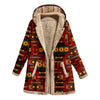 Native Cotton and Linen Printed Hooded Warm Plush Jacket