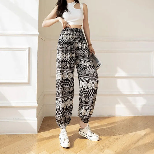 Elephant Design Loose Pants Beach