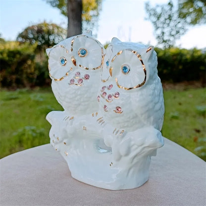 Couple Owl Ceramic Owl Figurine