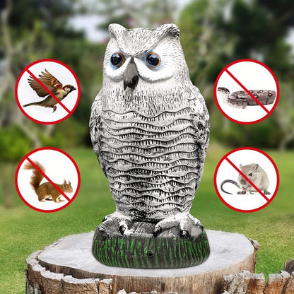 Owl Statue Scare Bird Flashing Eyes Frightening Sound