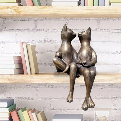 Couple Cats Kiss Statue Resin