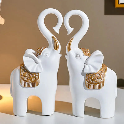 Elephant Resin Couple  Figurines