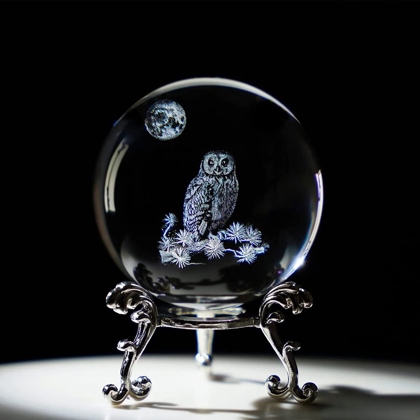 Owl 3D Laser Crystal Ball Figurines Glass