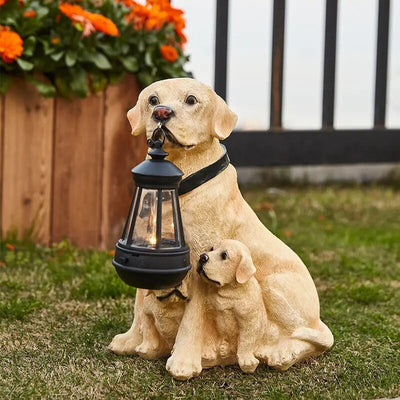 Dog Statue Solar Garden Light Resin