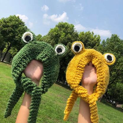 Dog Hat Funny Frog Knitted Costume